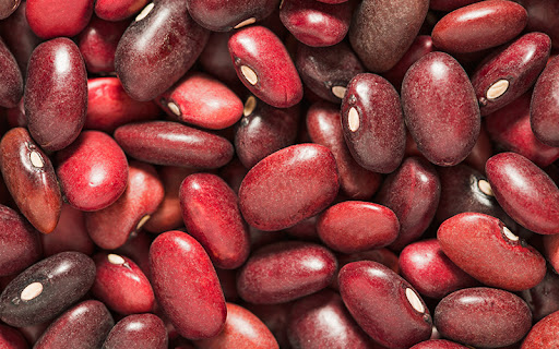 beans are a high fiber food, close up of dried red beans