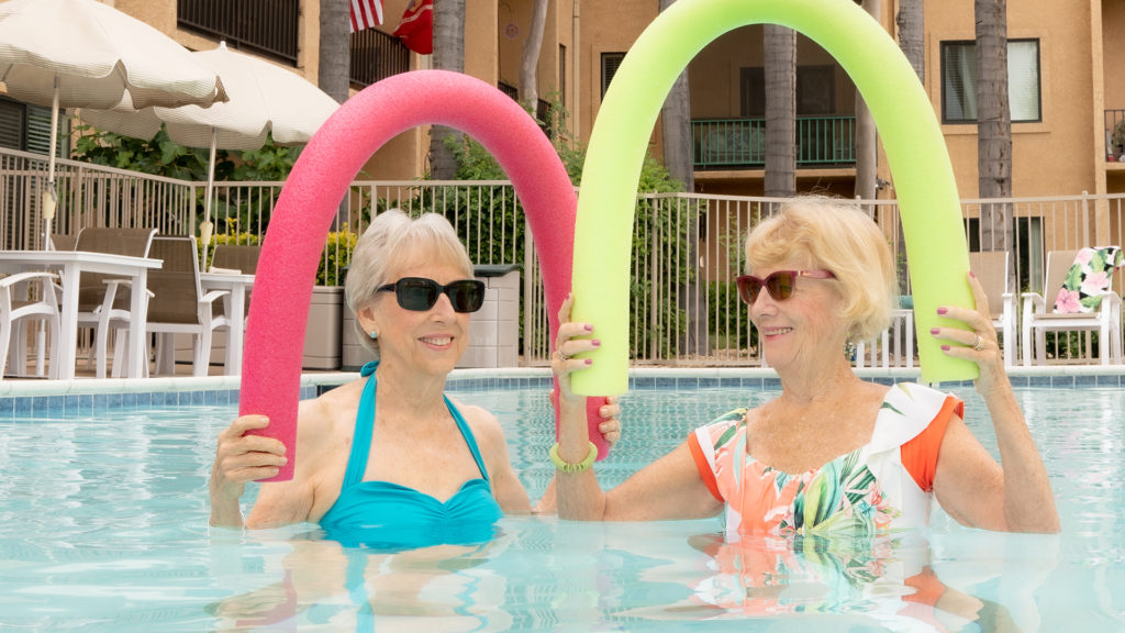 seniors in the pool at the village