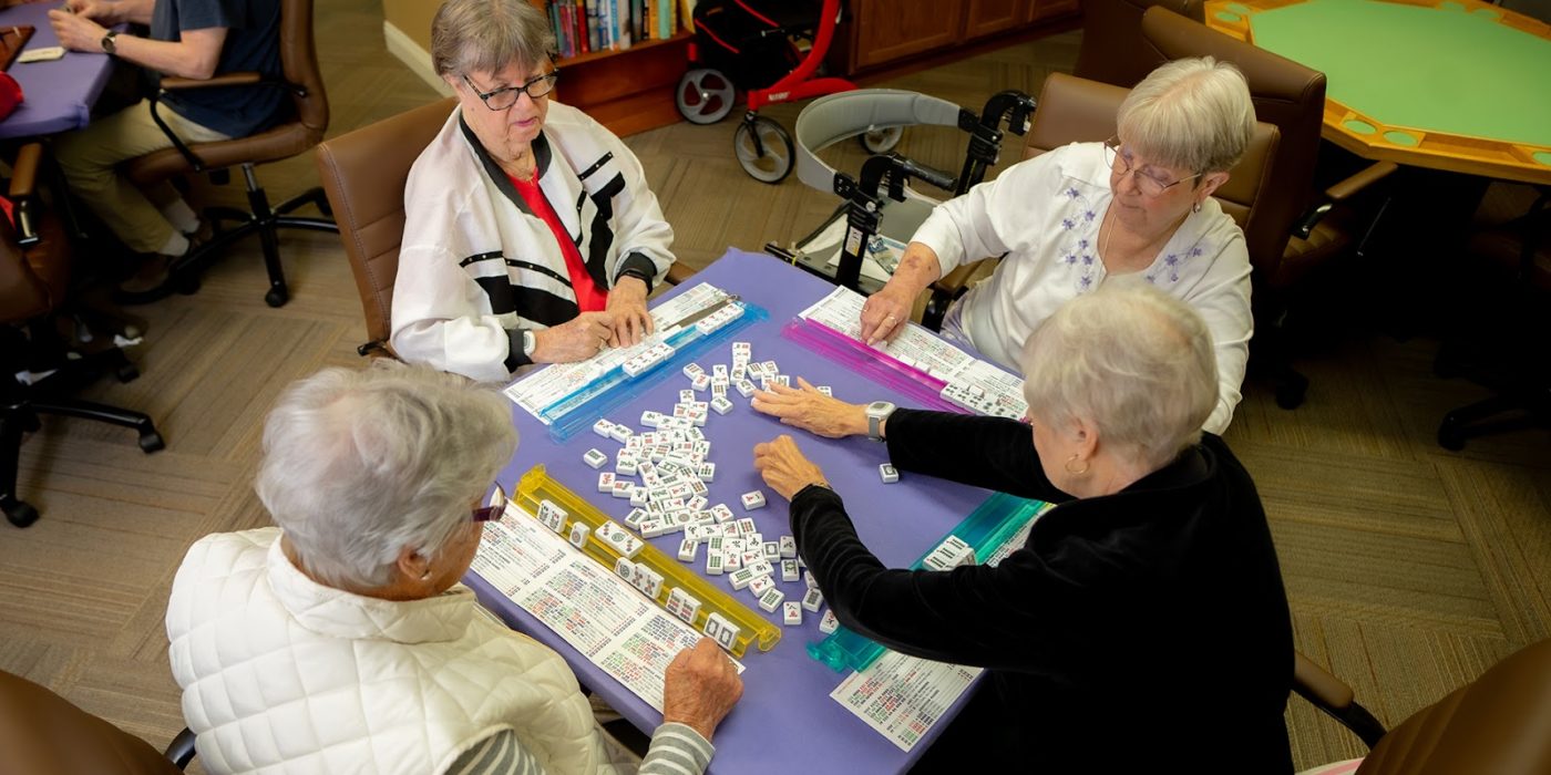 Seniors playing games at the village