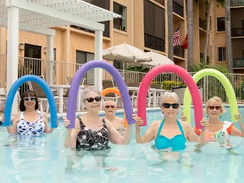Women enjoying water aerobics