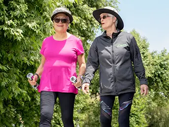 Two ladies on a power walk